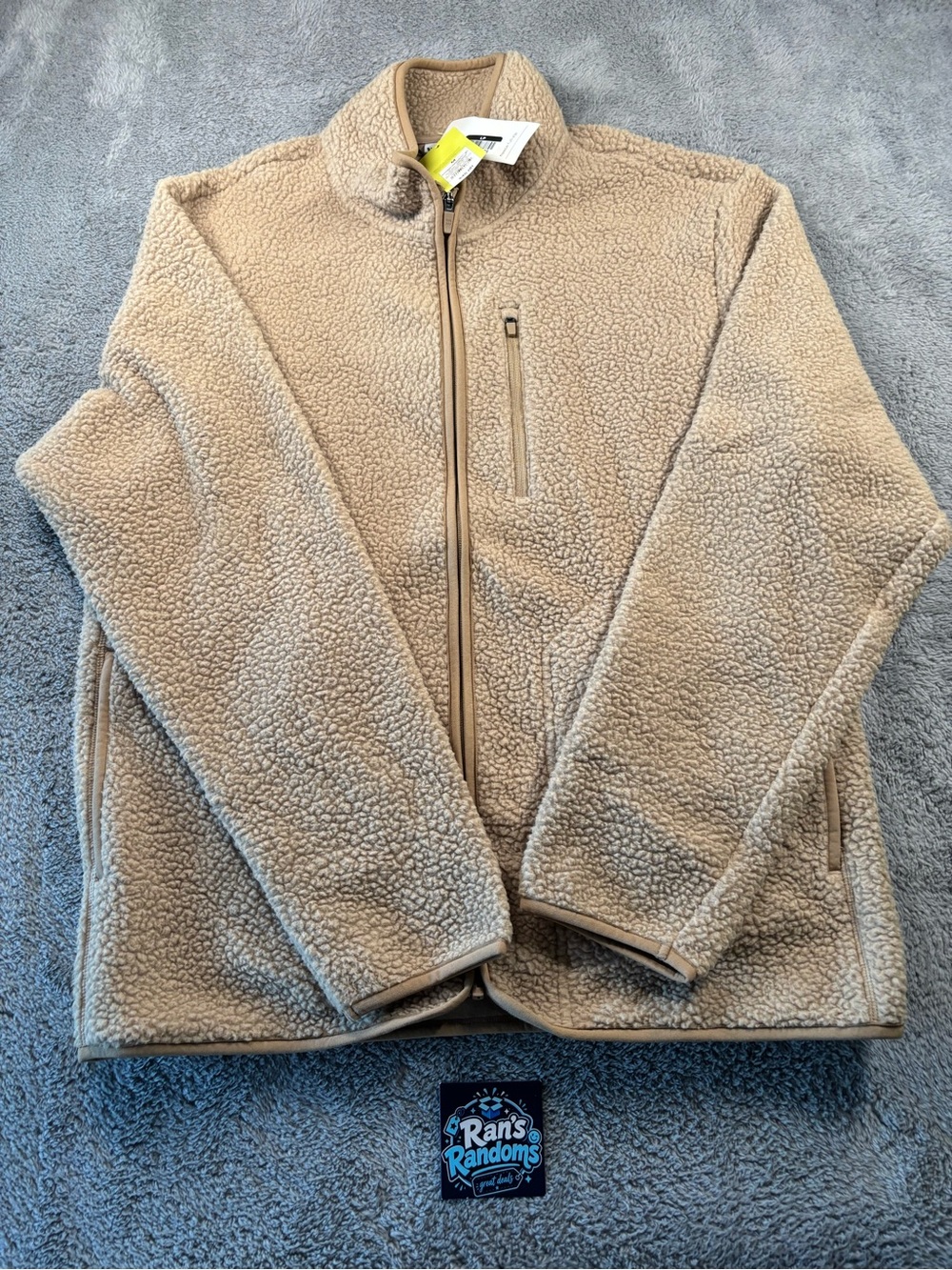 Men's Taupe Sherpa Full-Zip Jacket